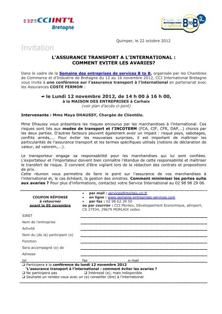 courrier INVITATION 2012 - (CCI) de Quimper Cornouaille