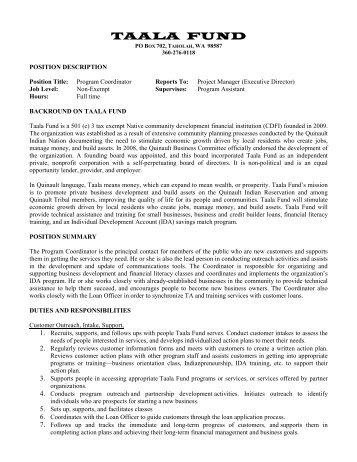 JOB DESCRIPTION - Quinault Indian Nation TERO