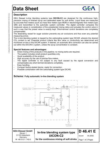 In-line blending system type DICON-C2 - GEA Diessel