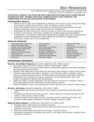 Resume for Sales Manager