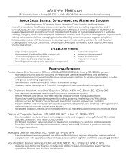Resume for Senior Sales, Business Development, and Marketing