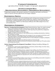 Resume for Senior Organizational/Professional Development ...