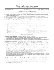 Sample Resume for VP/Director of Human Resources