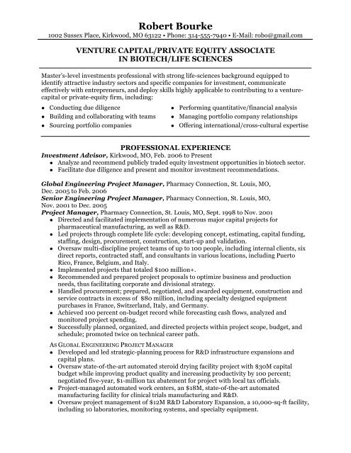 Private Equity Resume Template