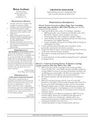 Resume for Training Manager