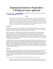 Employment Interview Preparation: A Writing-to-Learn Approach