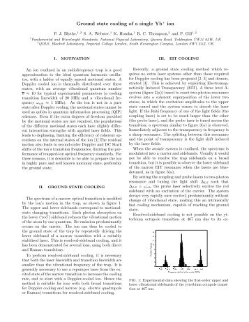 Ground state cooling of a single Yb+ ion - Quiprocone