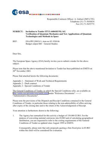 tender cover letter