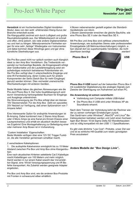 Pro-Ject White Paper - Audio Tuning Vertriebs GmbH