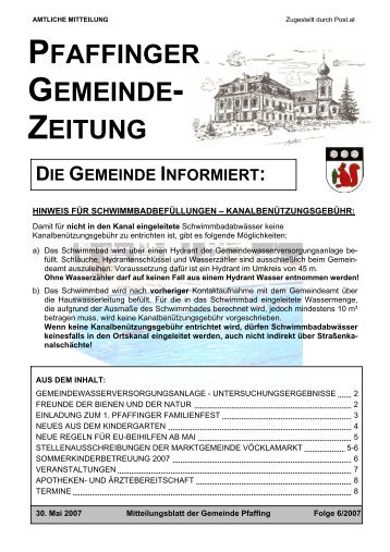 An einen Haushalt - Gemeinde Pfaffing