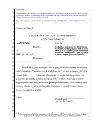 Ex Parte Application for relief from subpoena - Quo Jure Corporation