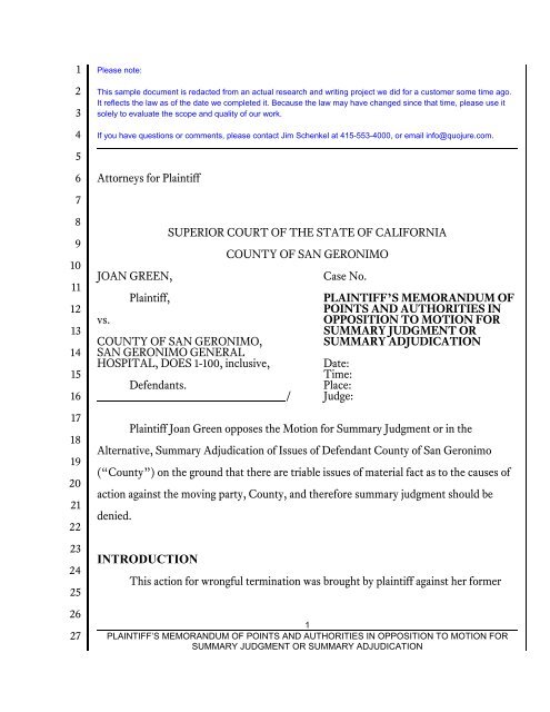 defendants motion for summary judgment template