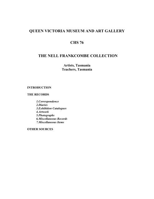 NELL FRANCOMBE - Queen Victoria Museum and Art Gallery