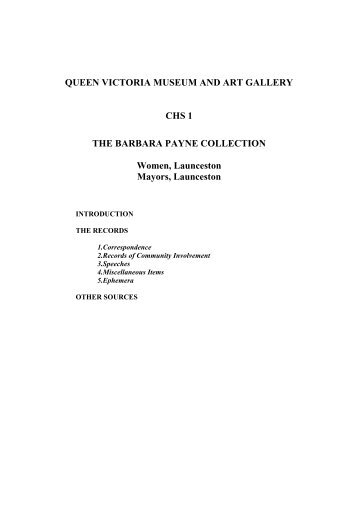 Barbara Payne - Queen Victoria Museum and Art Gallery