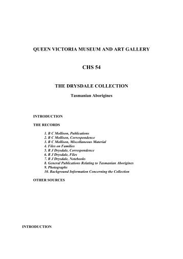 DRYSDALE COLLECTION - Queen Victoria Museum and Art Gallery
