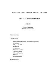 THE JAZZ TAS RECORDS - Queen Victoria Museum and Art Gallery