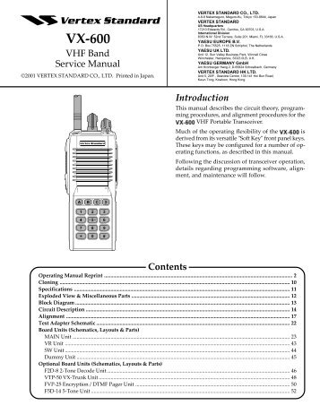 Vertex Standard VX-820 series Service Manual