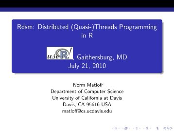 Rdsm: Distributed (Quasi-)Threads Programming in R eserved@d ...