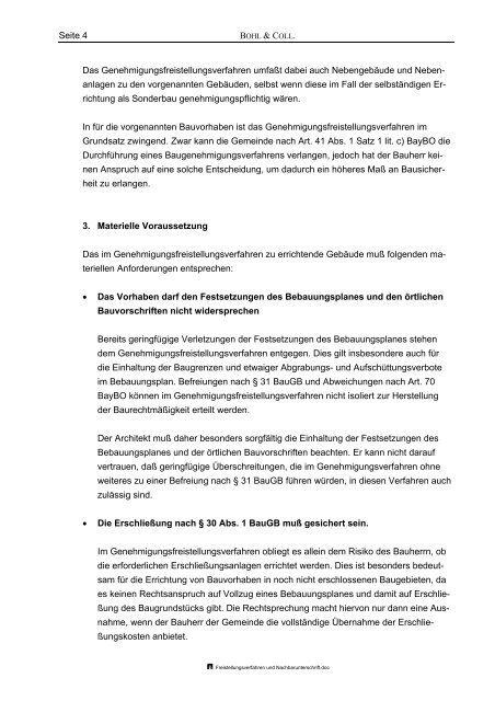 Das Freistellungsverfahren und die Nachbarunterschrift - Bohl ...
