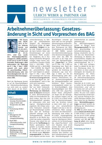 Ausgabe 6/11 - Ulrich Weber & Partner GbR