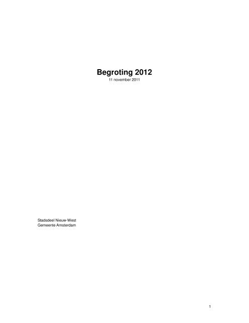 Begroting 2012 - Stadsdeel Nieuw-West - Gemeente Amsterdam