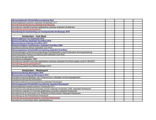 Bijlage 2 Overzicht Stadsdeelverordeningen - Deelraad Nieuw-West