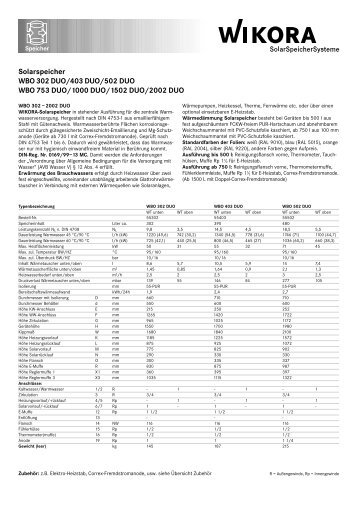 Solarspeicher WBO 302 DUO/403 DUO/502 DUO WBO 753 DUO ...