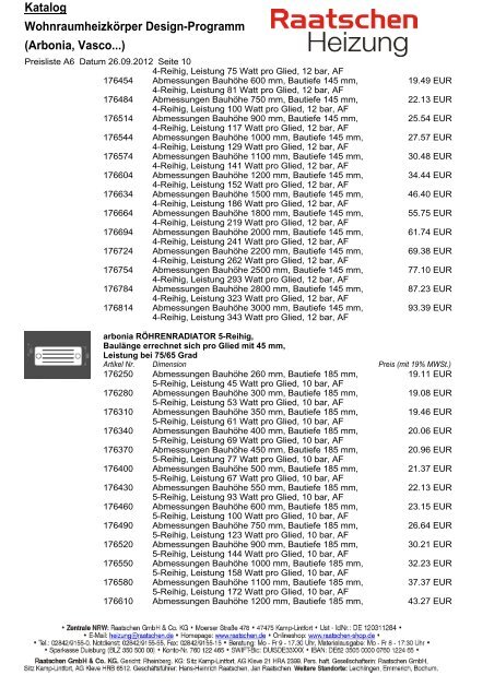Katalog WohnraumheizkÃ¶rper Design-Programm (Arbonia, Vasco...)