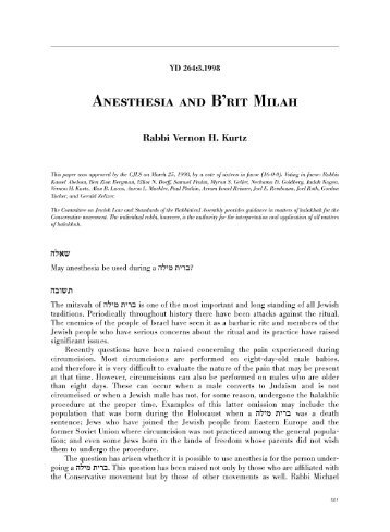 Anesthesia and Brit Milah - The Rabbinical Assembly