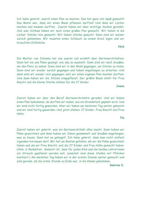 Hier die Berichte der Kinder (pdf-Datei)