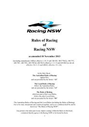 Rules of Racing of Racing NSW