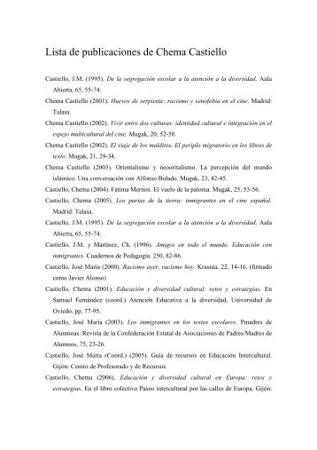 Lista de publicaciones de Chema Castiello y del Grupo ... - Racismos