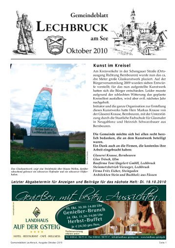 Mo-Fr. 7:30 - 18:30 Uhr und Sa. 7:30 - 16:00 Uhr Lech - Auerbergland