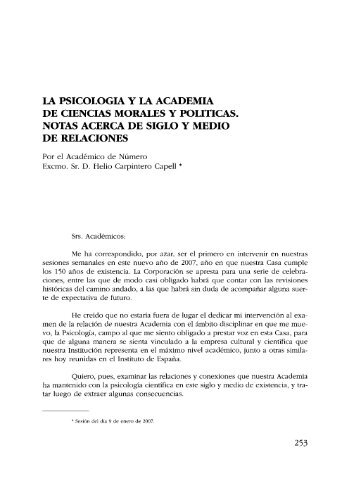 La psicología y la Academia de Ciencias Morales y Políticas. Notas ...