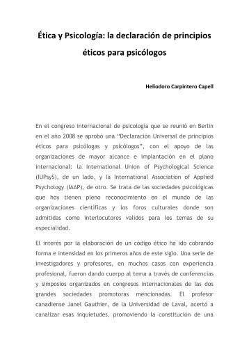 Ética y Psicología: la declaración de principios éticos para psicólogos