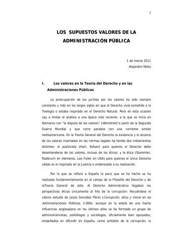 los supuestos valores de la administración pública - Real Academia ...