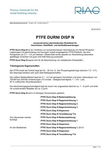 PTFE Durni Disp N - AHC Oberflächentechnik