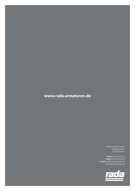 NeuheiteN 2013 - Rada Armaturen GmbH