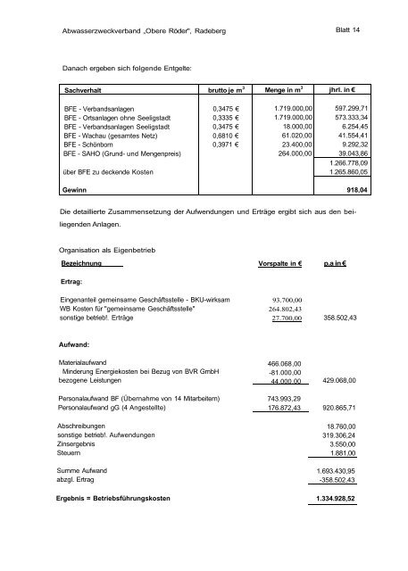 Abwasserzweckverband "Obere RÃ¶der", Sitz Radeberg