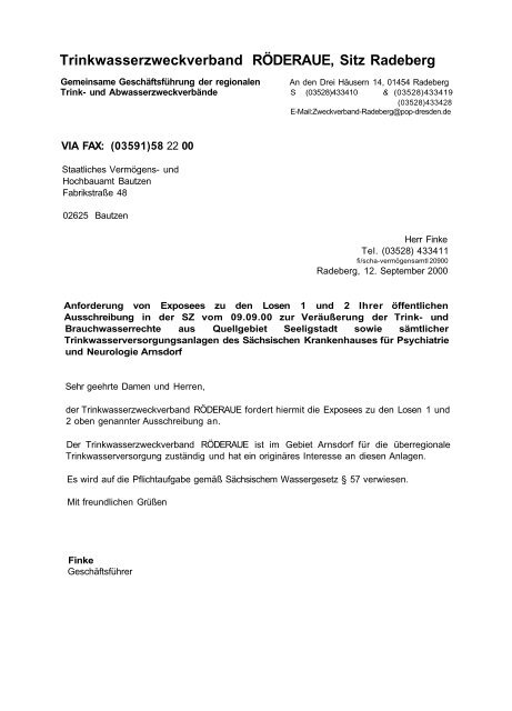 Niederschrift der TZV-Versammlung vom 28.09.2000