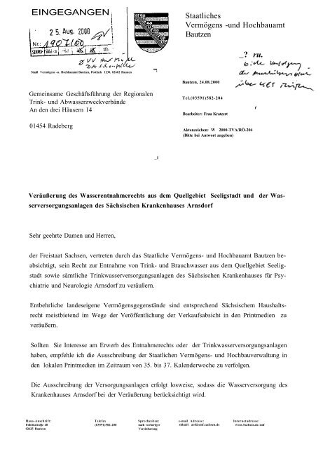 Niederschrift der TZV-Versammlung vom 28.09.2000