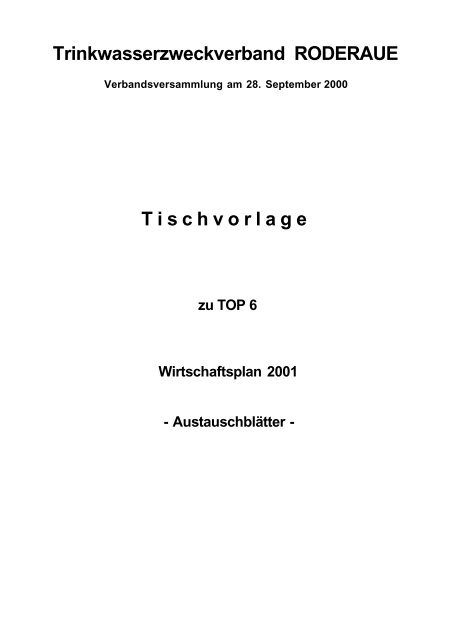 Niederschrift der TZV-Versammlung vom 28.09.2000