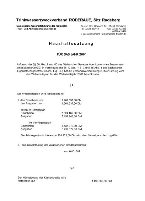 Niederschrift der TZV-Versammlung vom 28.09.2000