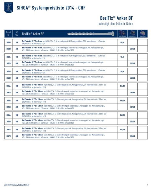 SIHGA Preisliste 2014