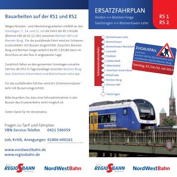 Den Ersatzfahrplan finden Sie hier zum Download. - Regio-S-Bahn