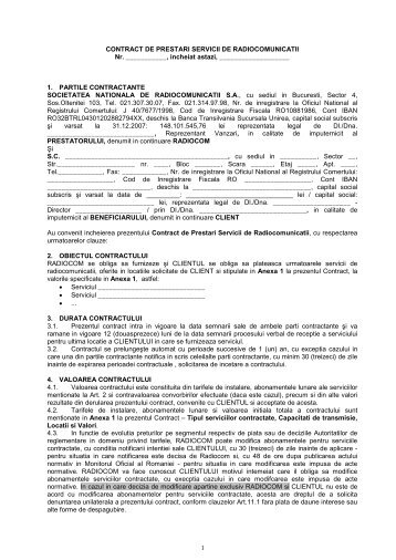 1 CONTRACT DE PRESTARI SERVICII DE RADIOCOMUNICATII Nr ...