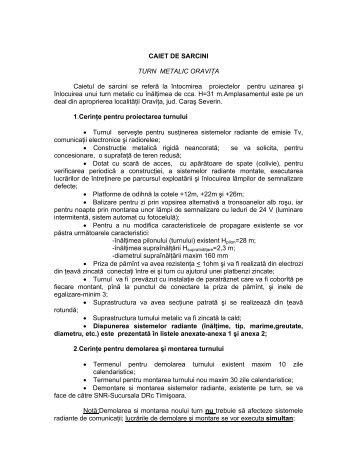 CAIET DE SARCINI TURN METALIC ORAVIŢA Caietul ... - Radiocom