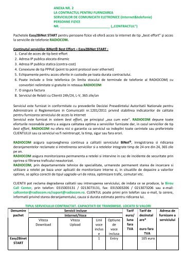 Anexa 2 – Tipul serviciului contractat, descriere, locatii ... - Radiocom