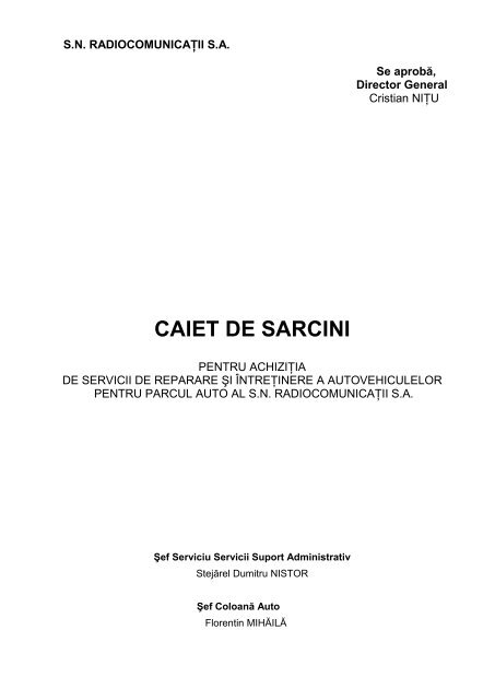 CAIET DE SARCINI - Radiocom
