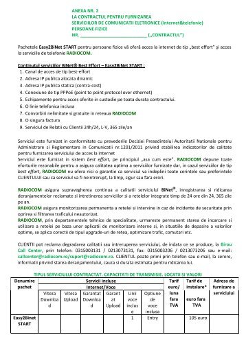 ANEXA NR. 2 LA CONTRACTUL PENTRU ... - Radiocom